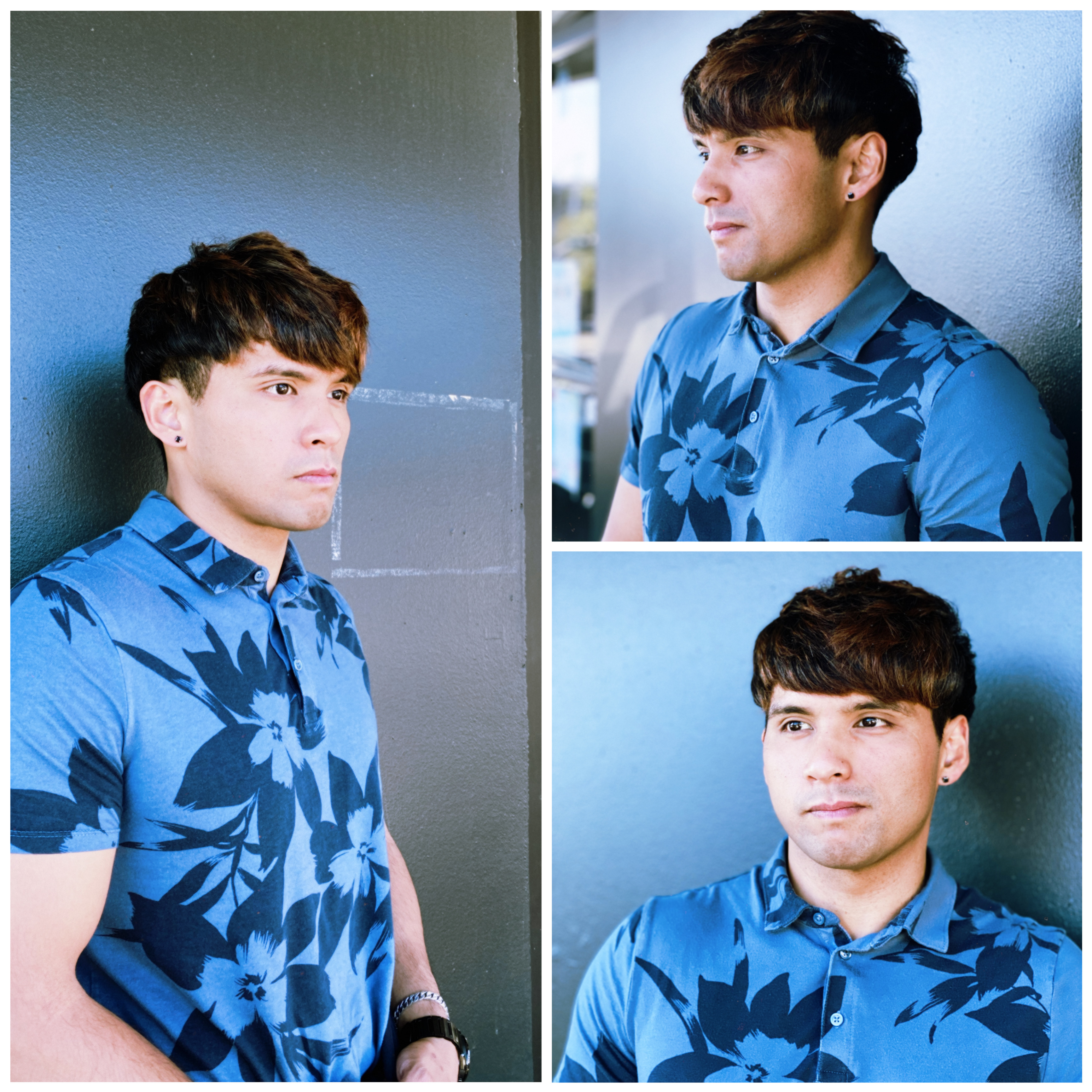 Men's perm — three-angle result collage